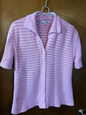 Fashion Nova Dusty Pink Crochet Open-Knit Cardigan